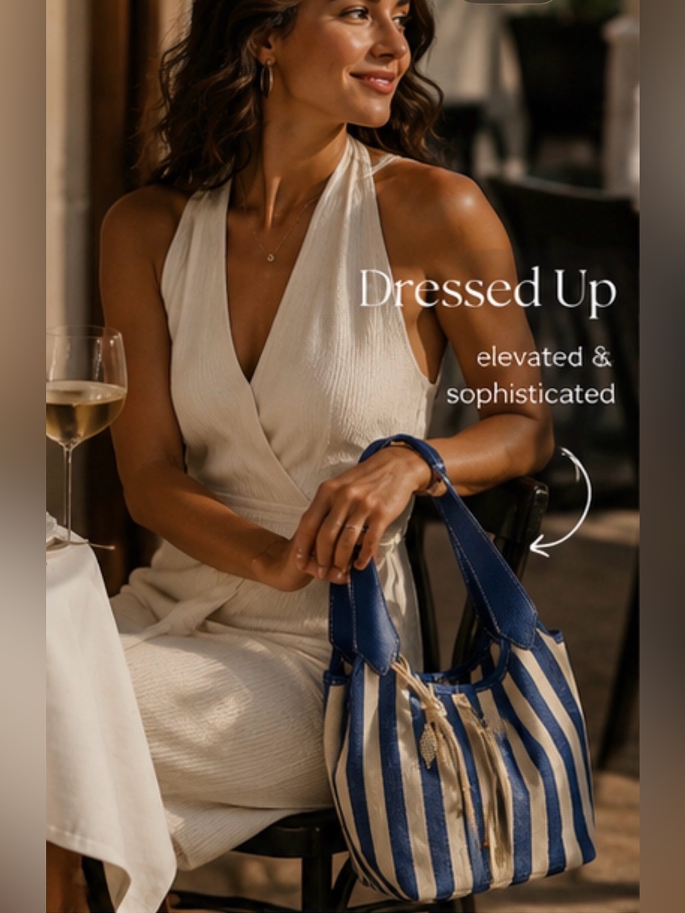 House of Harlow 1960 | Striped Bucket Bag w/ Fish Rope Bag Charm - Picture 4 of 11